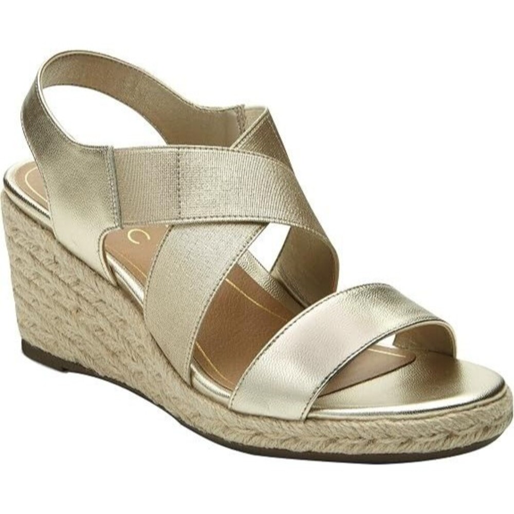 Vionic Metallic Gold Wedge Espadrille Sandals